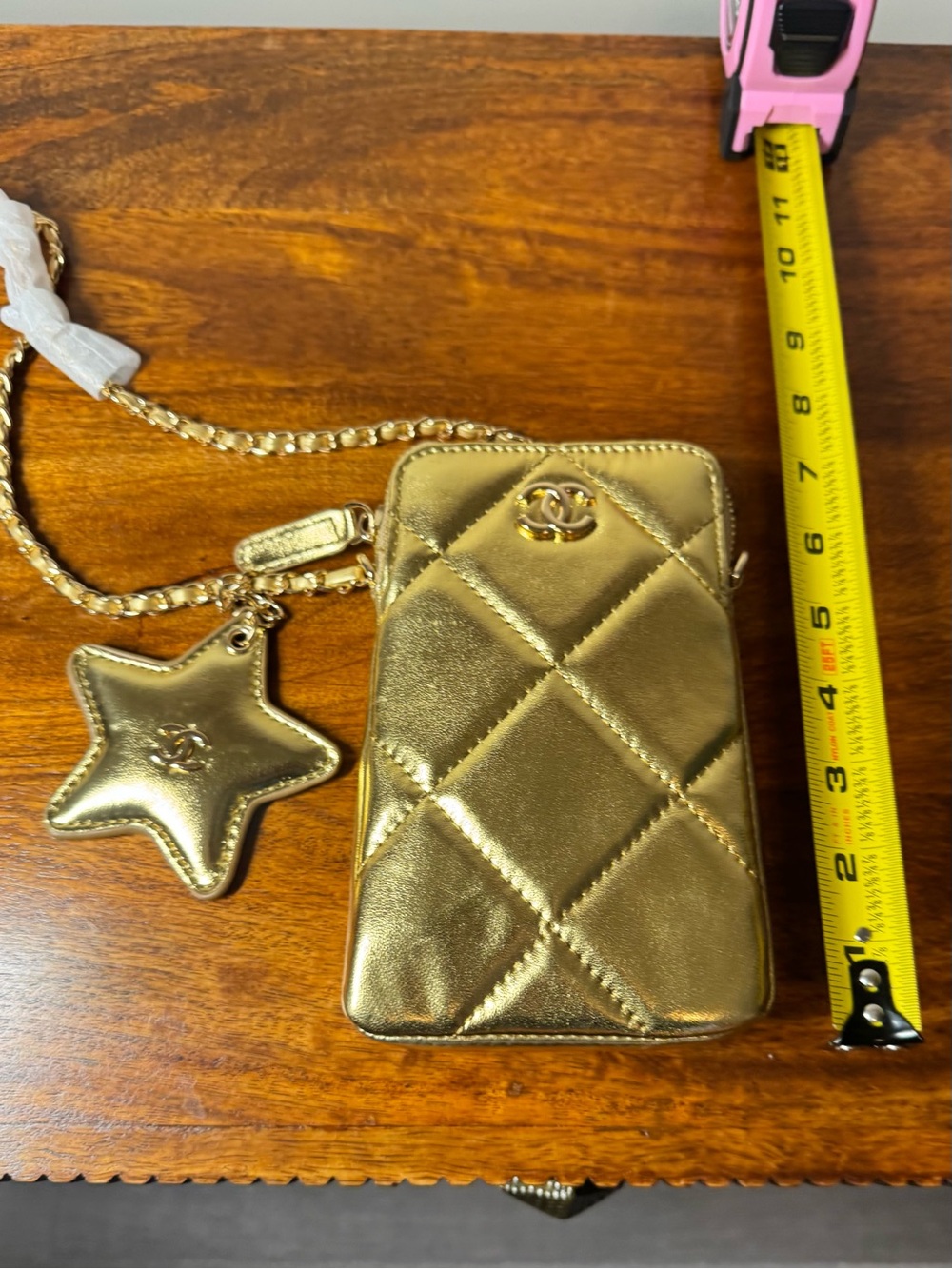 Gold Crossbody Phone Pouch with Star Charm. No Brand.